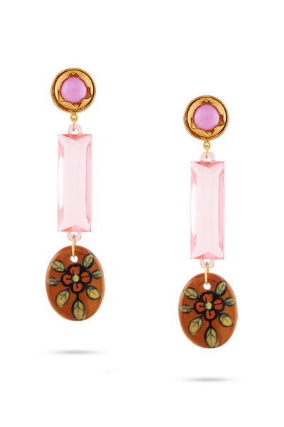 Valliyan Picasso Pink with pink button earrings fashion jewellery online shopping melange singapore indian designer wear