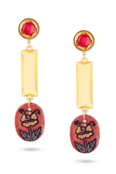 Valliyan Picasso yellow with pink button fashion jewellery online shopping melange singapore Indian designer wear