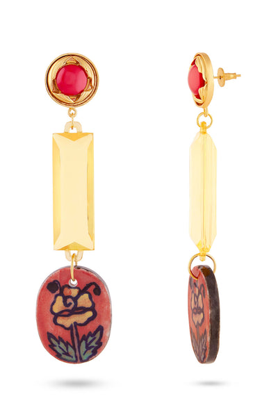 Valliyan Picasso yellow with pink button fashion jewellery online shopping melange singapore Indian designer wear