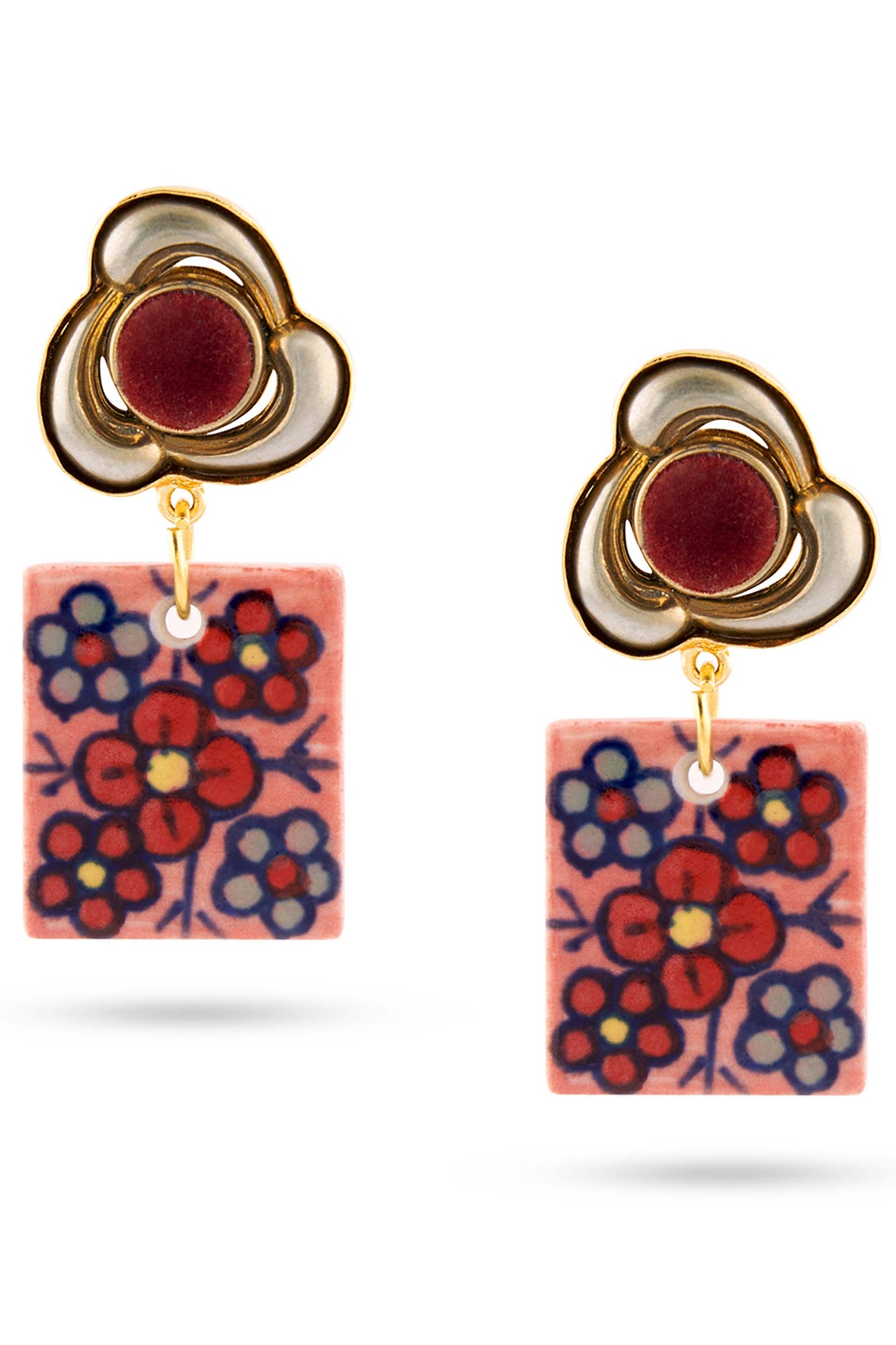 Valliyan picasso drop earrings pink fashion jewellery online shopping melange singapore indian designer wear