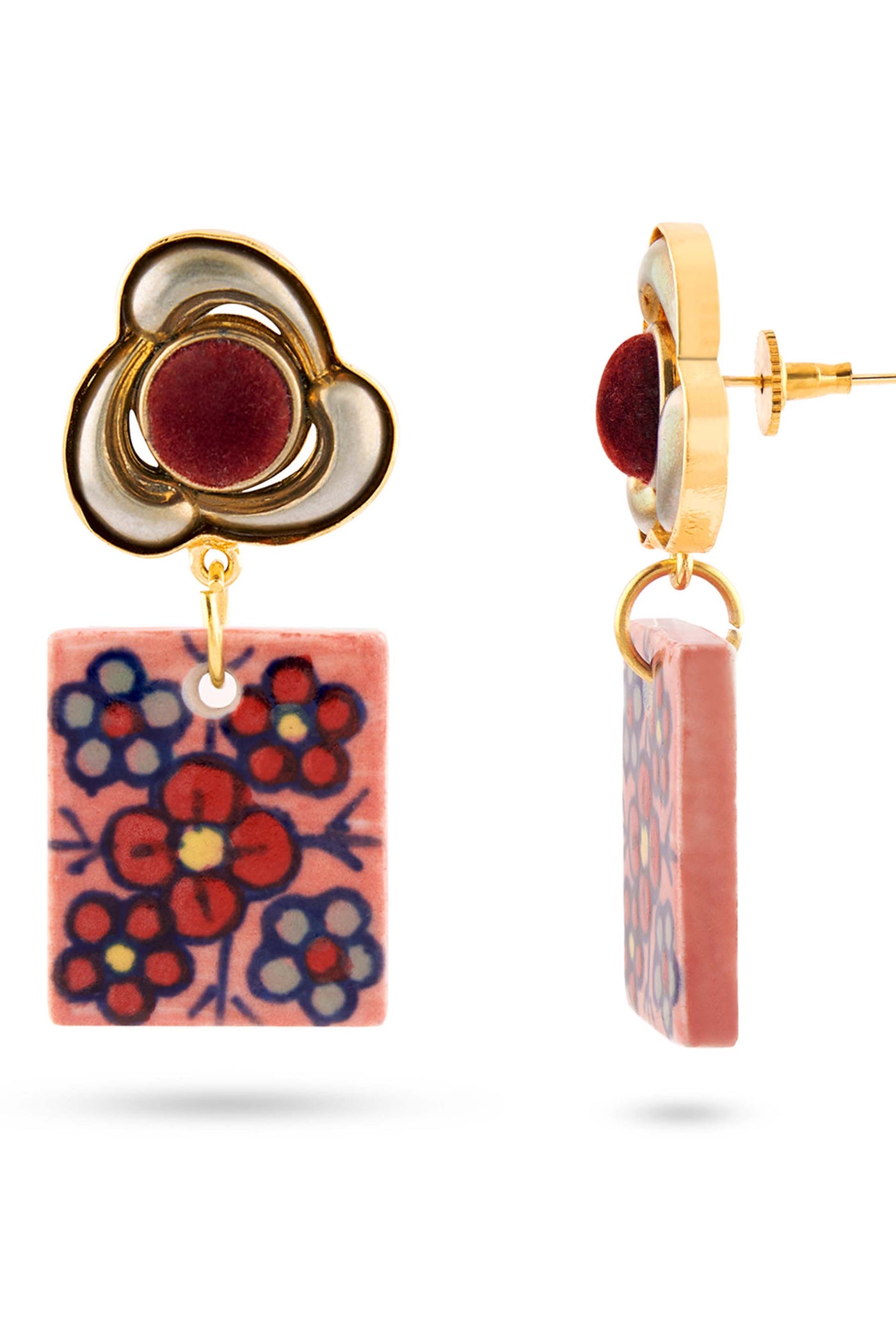 Valliyan picasso drop earrings pink fashion jewellery online shopping melange singapore indian designer wear