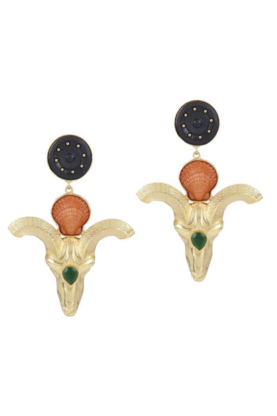 valliyan ram head earrings fashion jewellery online shopping melange singapore indian designer wear