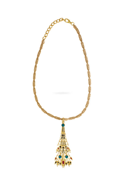 Valliyan Red Long Egyptian Pendant Necklace fashion jewellery online shopping melange singapore indian designer wear