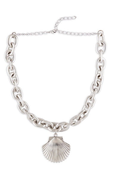 Valliyan SILVER SHELL PENDANT NECKLACE fashion jewellery online shopping melange singapore indian designer wear