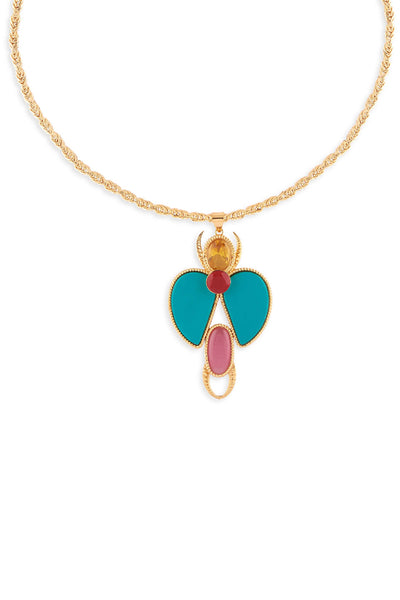 Valliyan space bug necklace blue fashion jewellery online shopping melange singapore indian designer wear