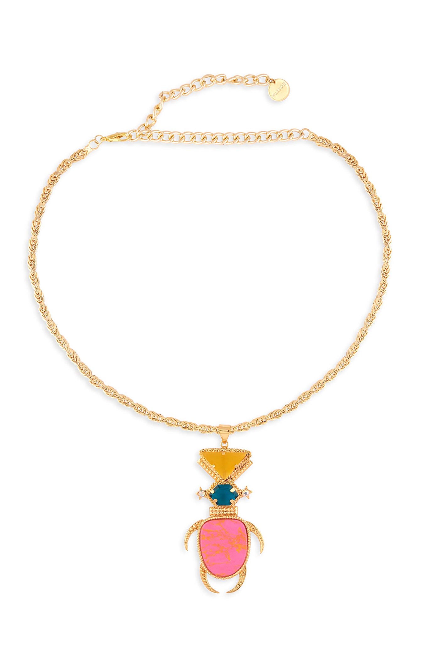 valliyan space bug necklace pink fashion jewellery online shopping indian designer wear