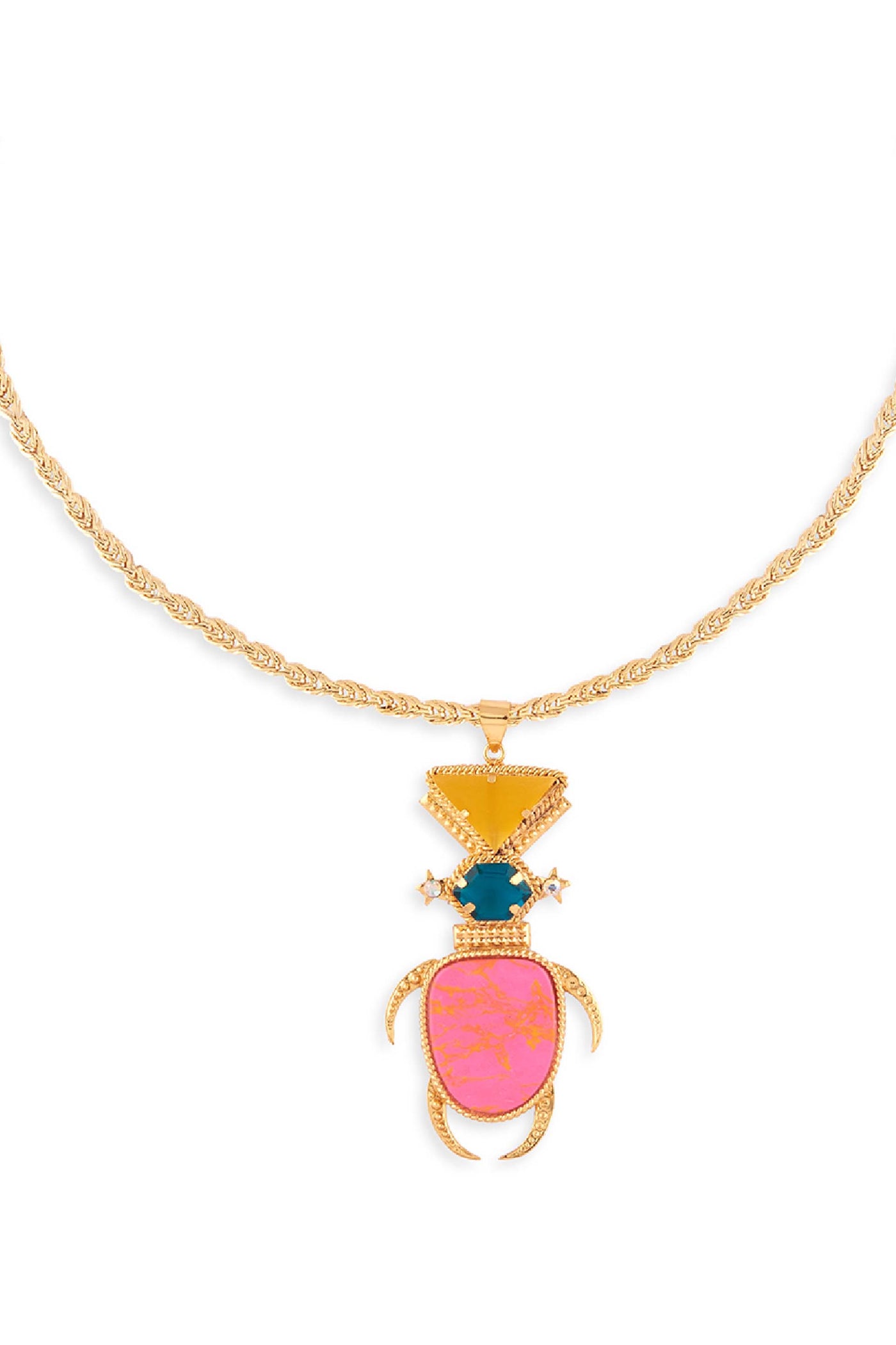 valliyan space bug necklace pink fashion jewellery online shopping indian designer wear