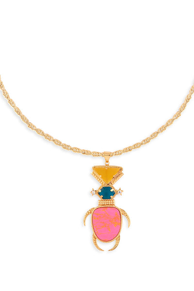 valliyan space bug necklace pink fashion jewellery online shopping indian designer wear