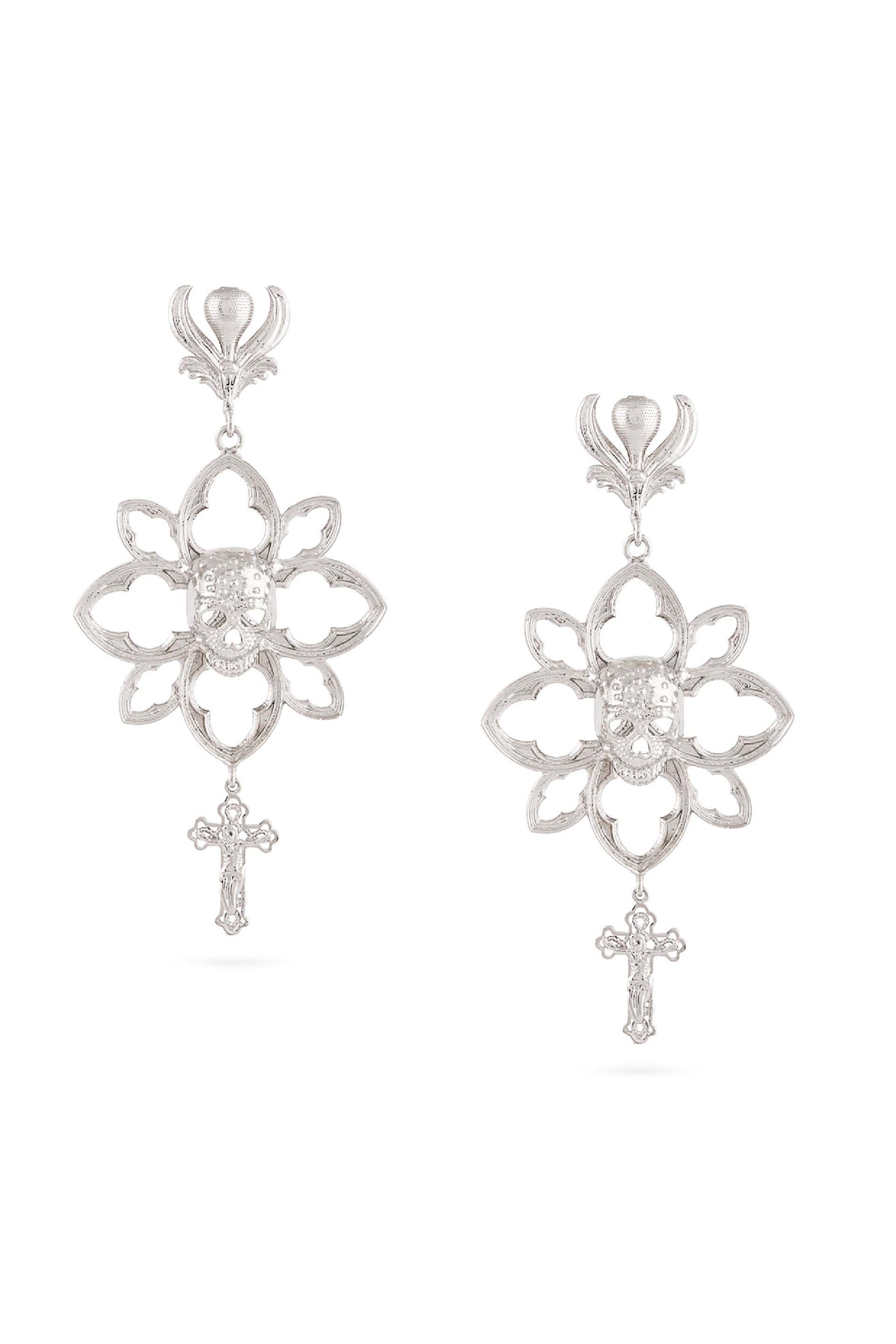 Valliyan skull floral earrings silver fashion jewellery shopping online melange singapore indian designer wear