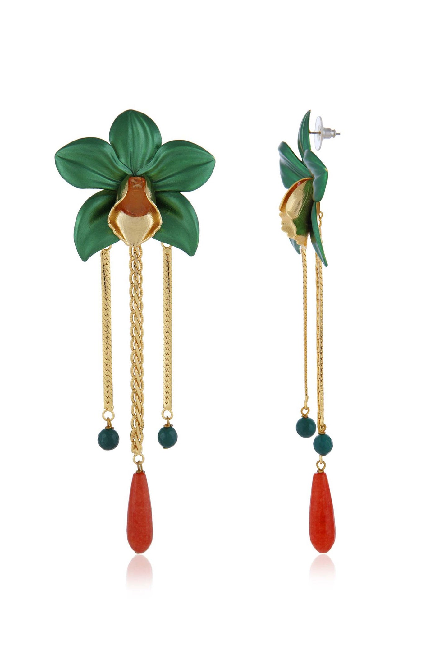 Valiyan dangling orchid earring fashion jewellery online shopping melange singapore indian designer wear