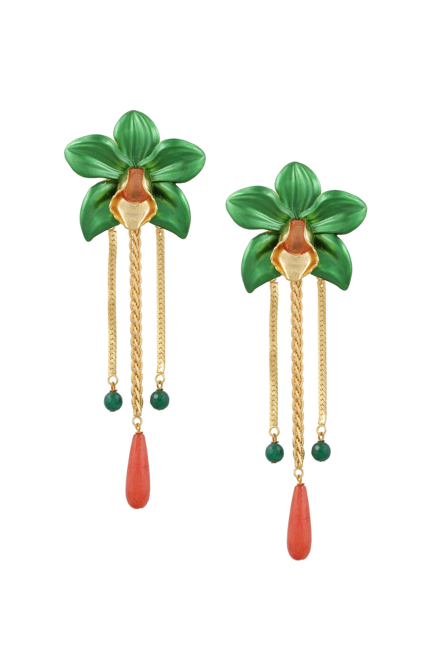 Valiyan dangling orchid earring fashion jewellery online shopping melange singapore indian designer wear