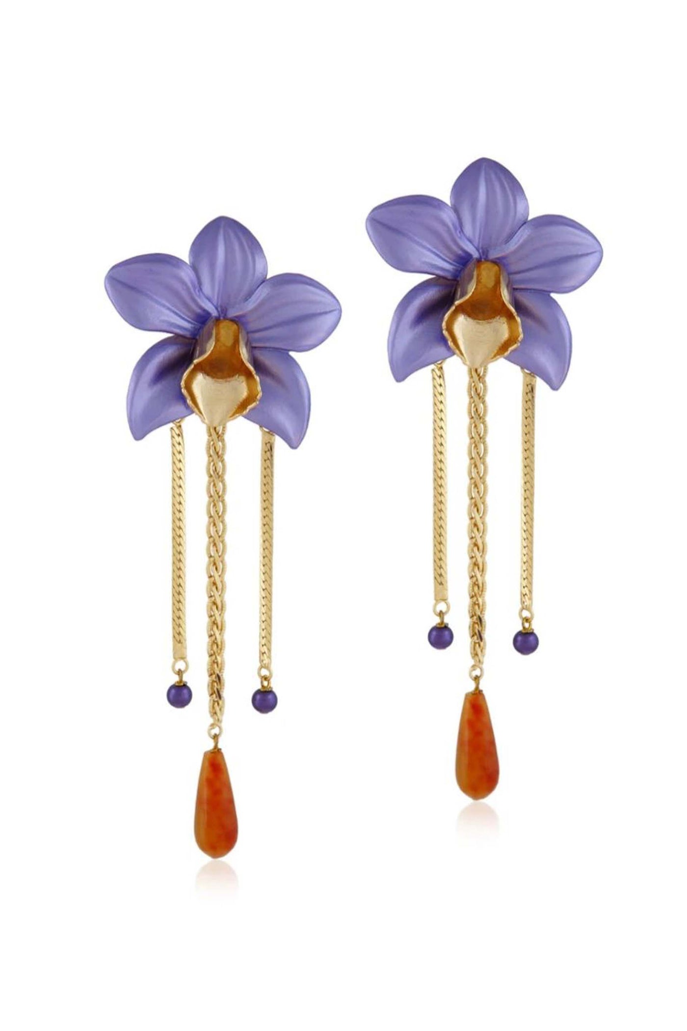 Valliyan dangling orchid earring fashion jewellery online shopping melange singapore indian designer wear