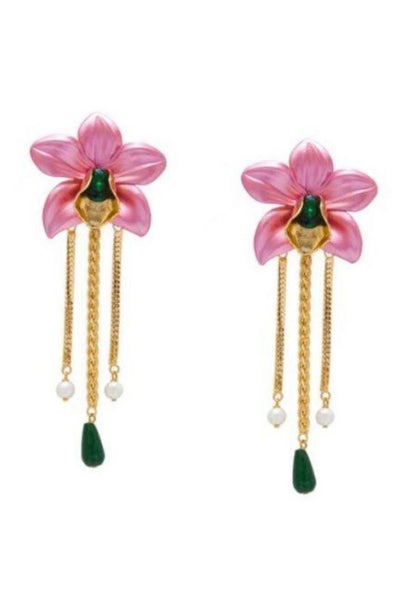 valliyan dandling orchid earring fashion jewellery online shopping melange singapore indian designer wear