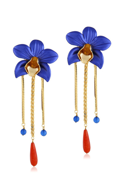 Valliyan dangling orchid earring fashion jewellery online shopping melange singapore indian designer wear