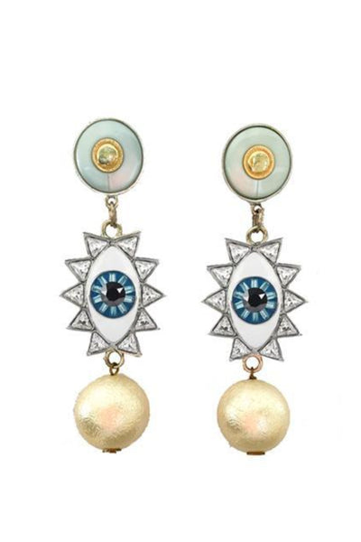 Valliyan evil eye dangling earrings fashion jewellery online shopping melange singapore indian designer wear