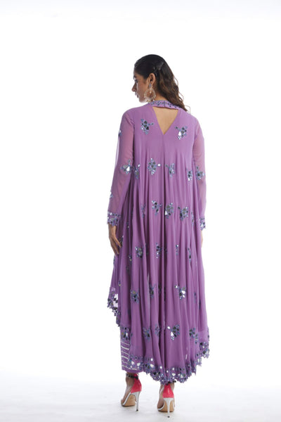 V Vani Vats Catnip Purple Asymmetrical Kurta Set Indian designer wear online shopping melange singapore