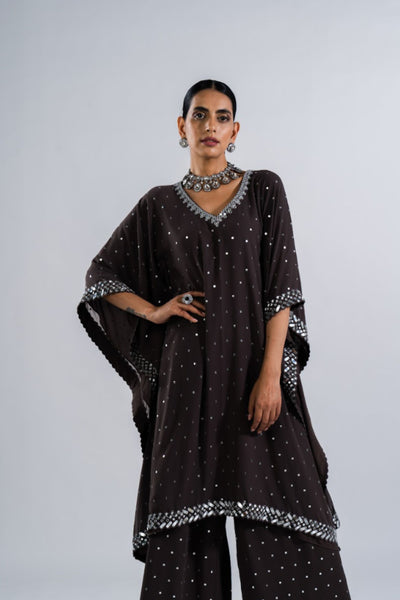 V Vani Vats Charcoal Grey Kaftan SetIndian designer wear online shopping melange singapore