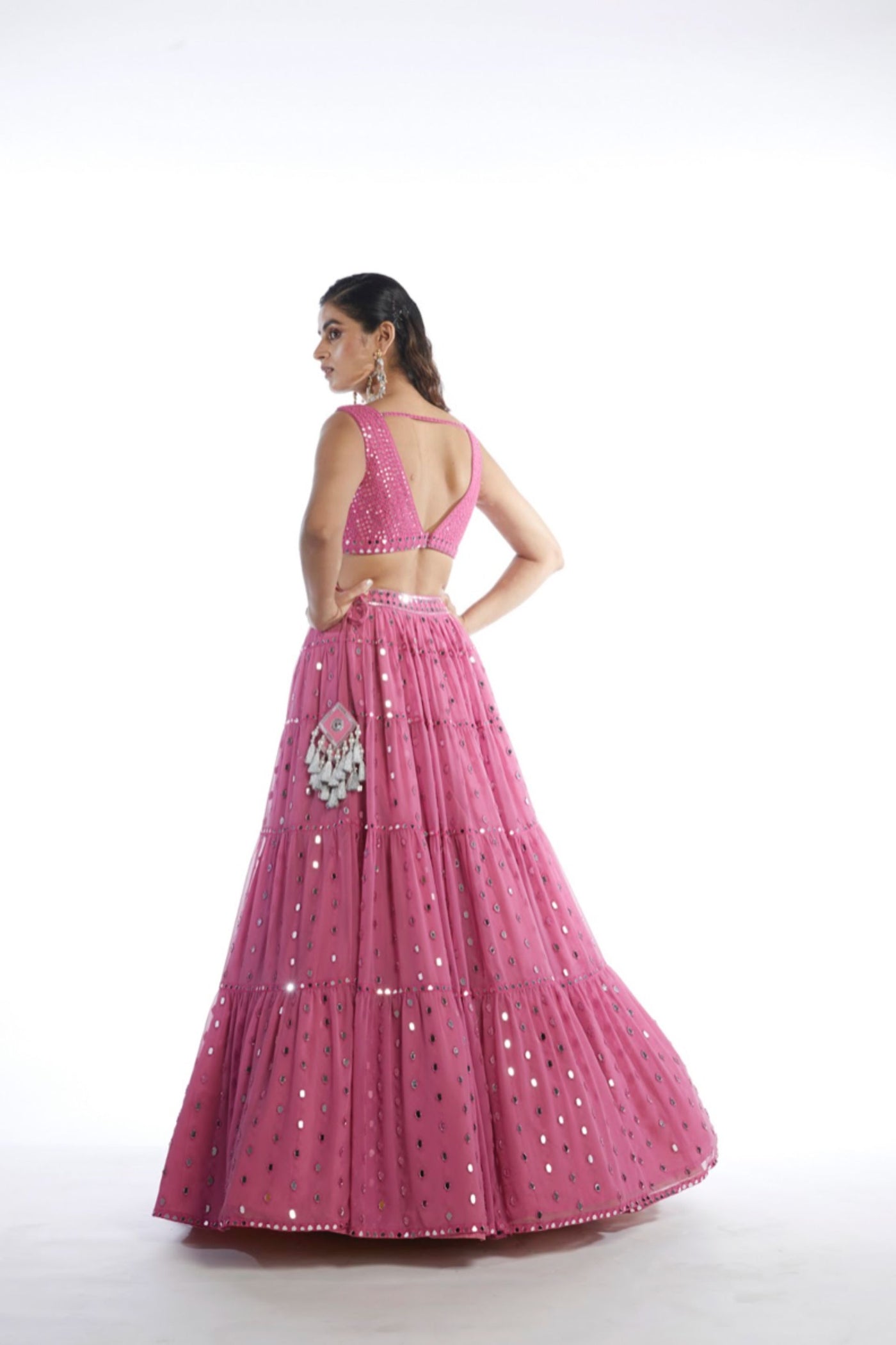 V Vani Vats Dark Blush Tier Lehenga Indian designer wear online shopping melange singapore