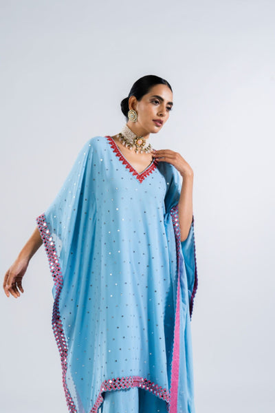 V Vani Vats Ice Blue Kaftan Set Indian designer wear online shopping melange singapore