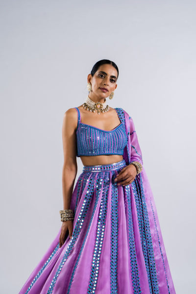 V Vani Vats Mauve Mirror Seam Lehenga Set Indian designer wear online shopping melange singapore