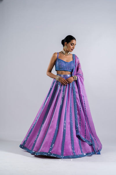 V Vani Vats Mauve Mirror Seam Lehenga Set Indian designer wear online shopping melange singapore