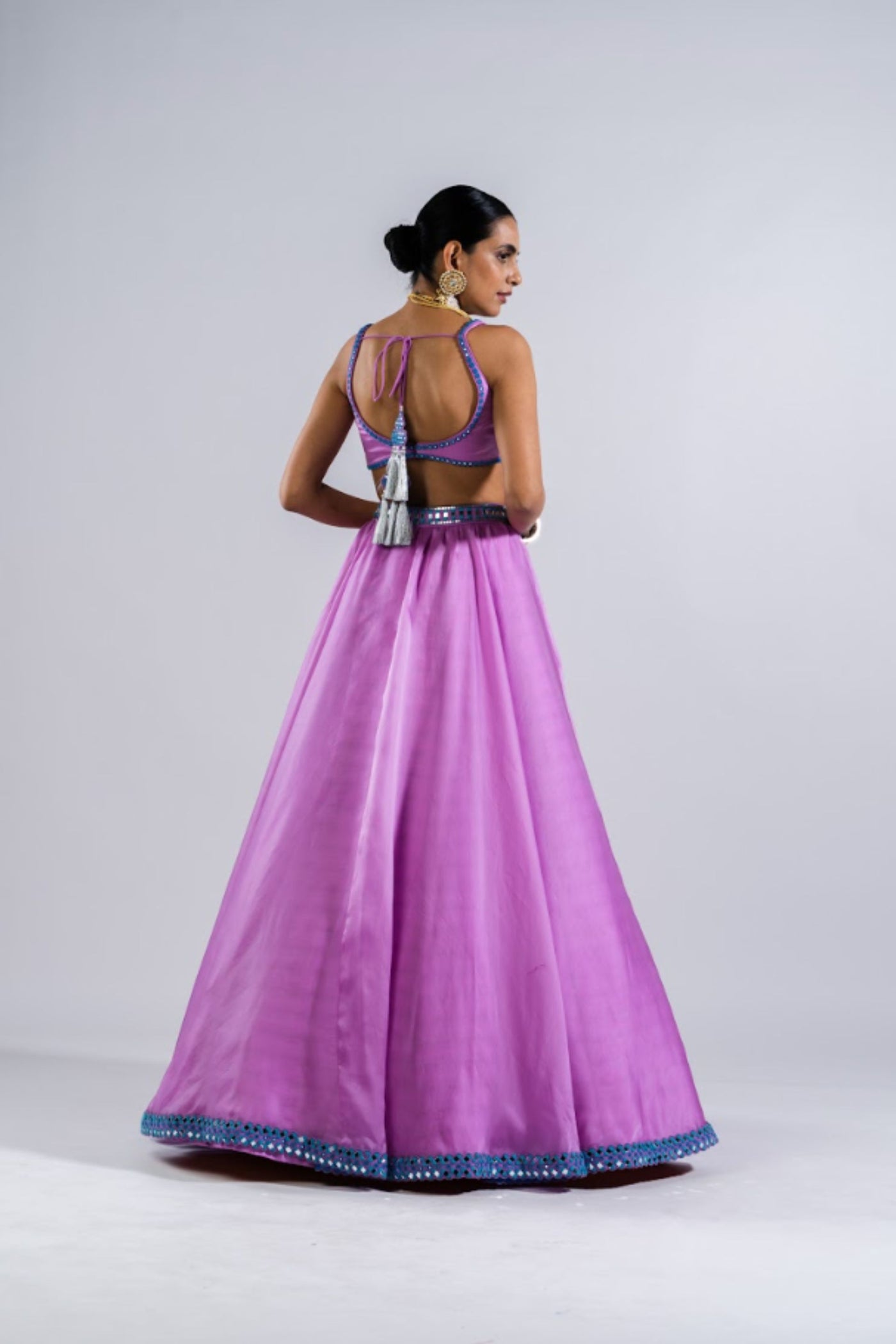 V Vani Vats Mauve Satin Organza Lehenga SetIndian designer wear online shopping melange singapore