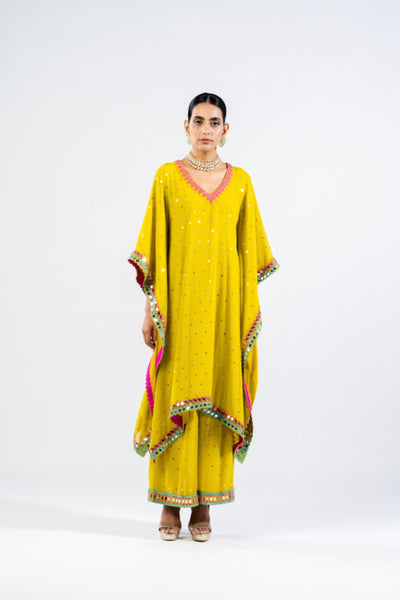 V Vani Vats Moss Green Kaftan Set Indian designer wear online shopping melange singapore