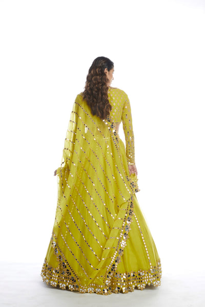 V Vani Vats Moss Green Lehenga Set Indian designer wear online shopping melange singapore