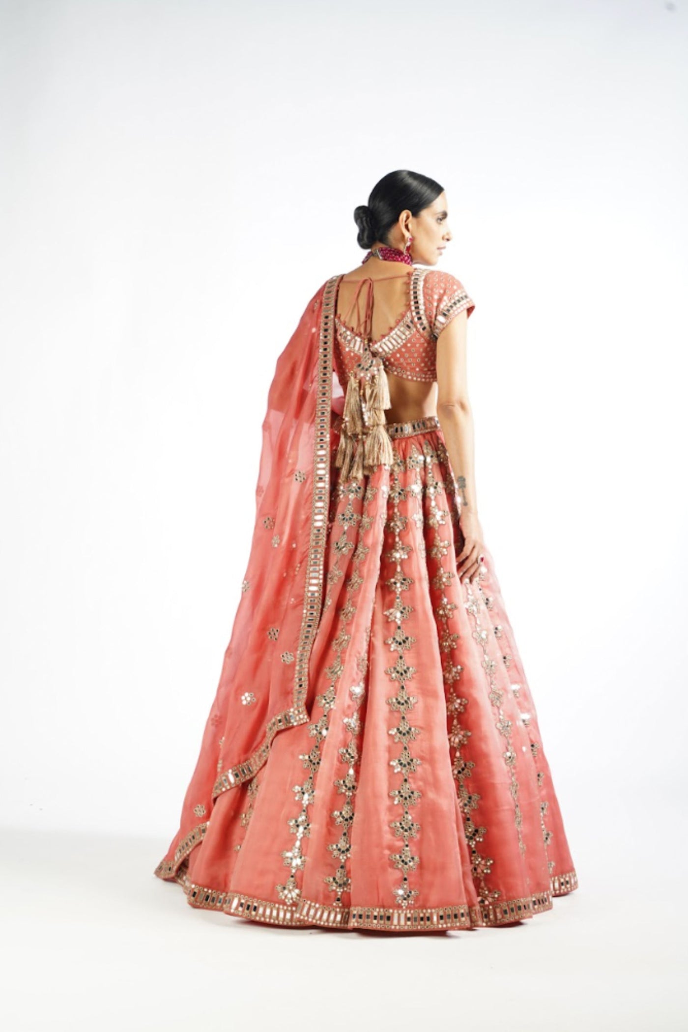 V Vani Vats Mellow Rose Chandelier Drop Lehenga Set Indian designer wear online shopping melange singapore