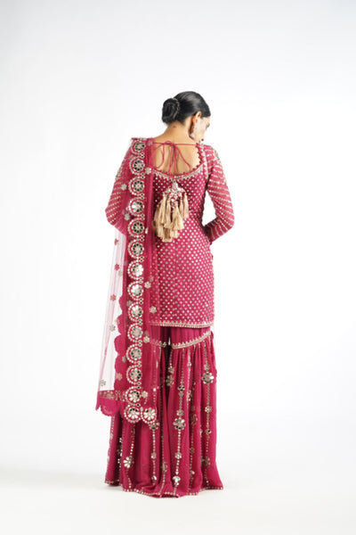 V Vani Vats Mellow Wine Sharara Set Indian designer wear online shopping melange singapore