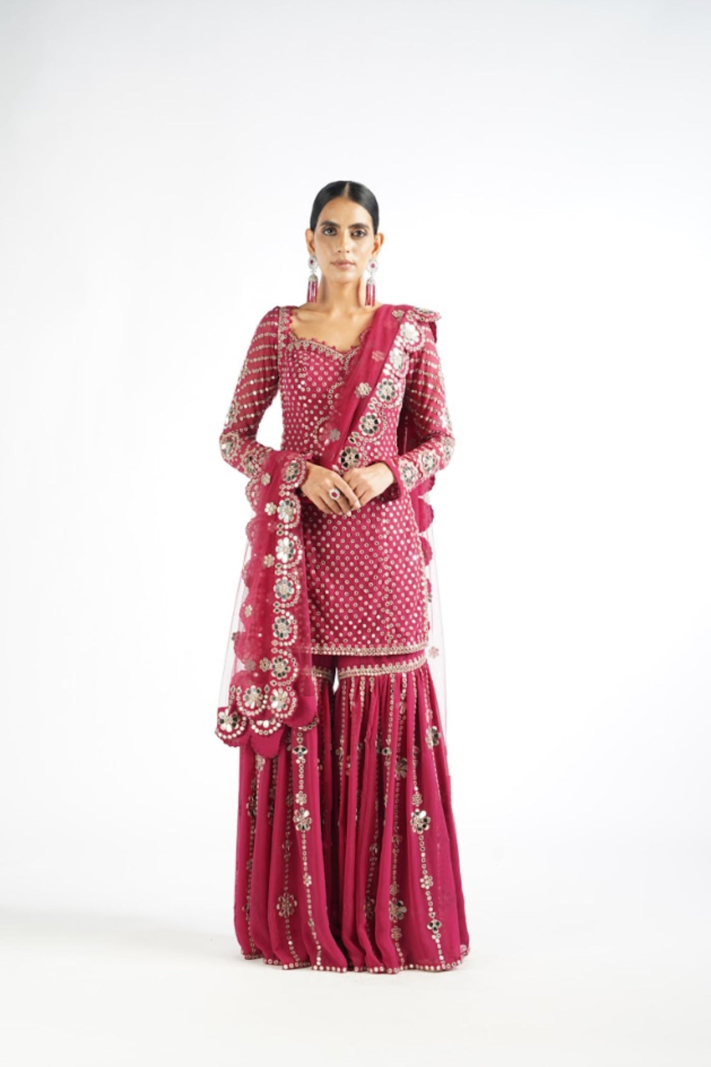 V Vani Vats Mellow Wine Sharara Set Indian designer wear online shopping melange singapore