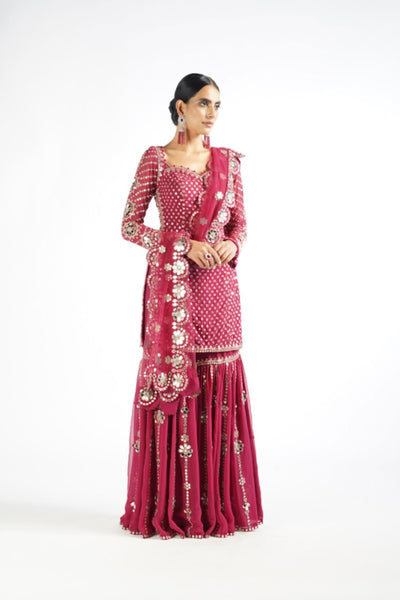 V Vani Vats Mellow Wine Sharara Set Indian designer wear online shopping melange singapore