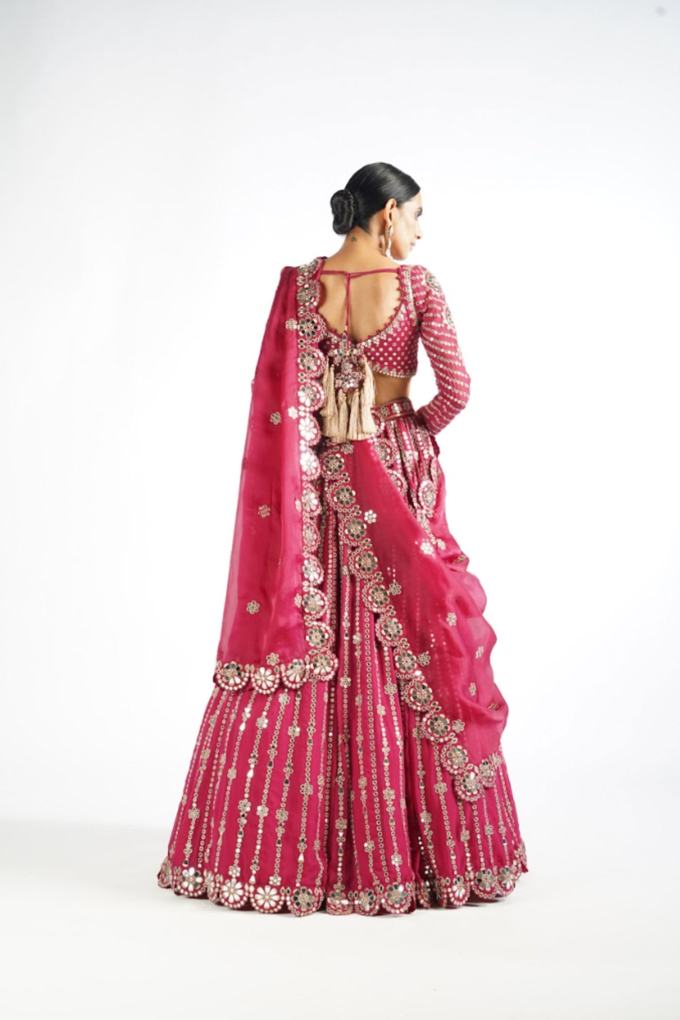 V Vani Vats Mellow Wine Small Flower Linear Lehenga Set Indian designer wear online shopping melange singapore