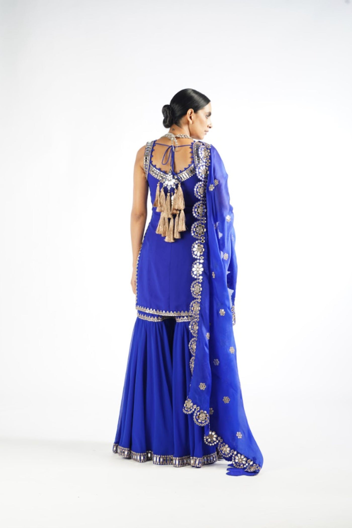 V Vani Vats Royal Blue Georgette Sharara Indian designer wear online shopping melange singapore