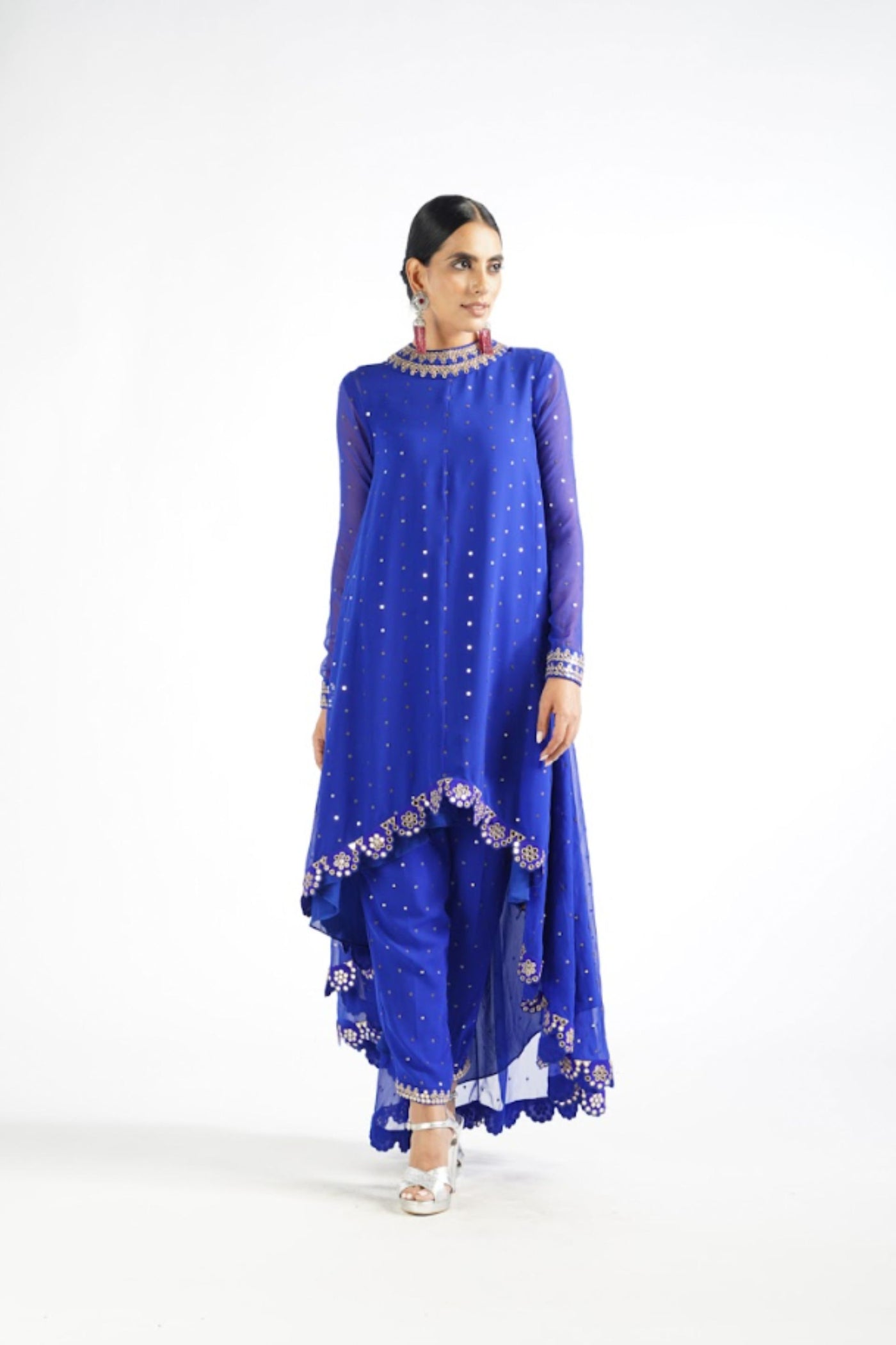 V Vani Vats Royal Blue Pant Kurta Set Indian designer wear online shopping melange singapore