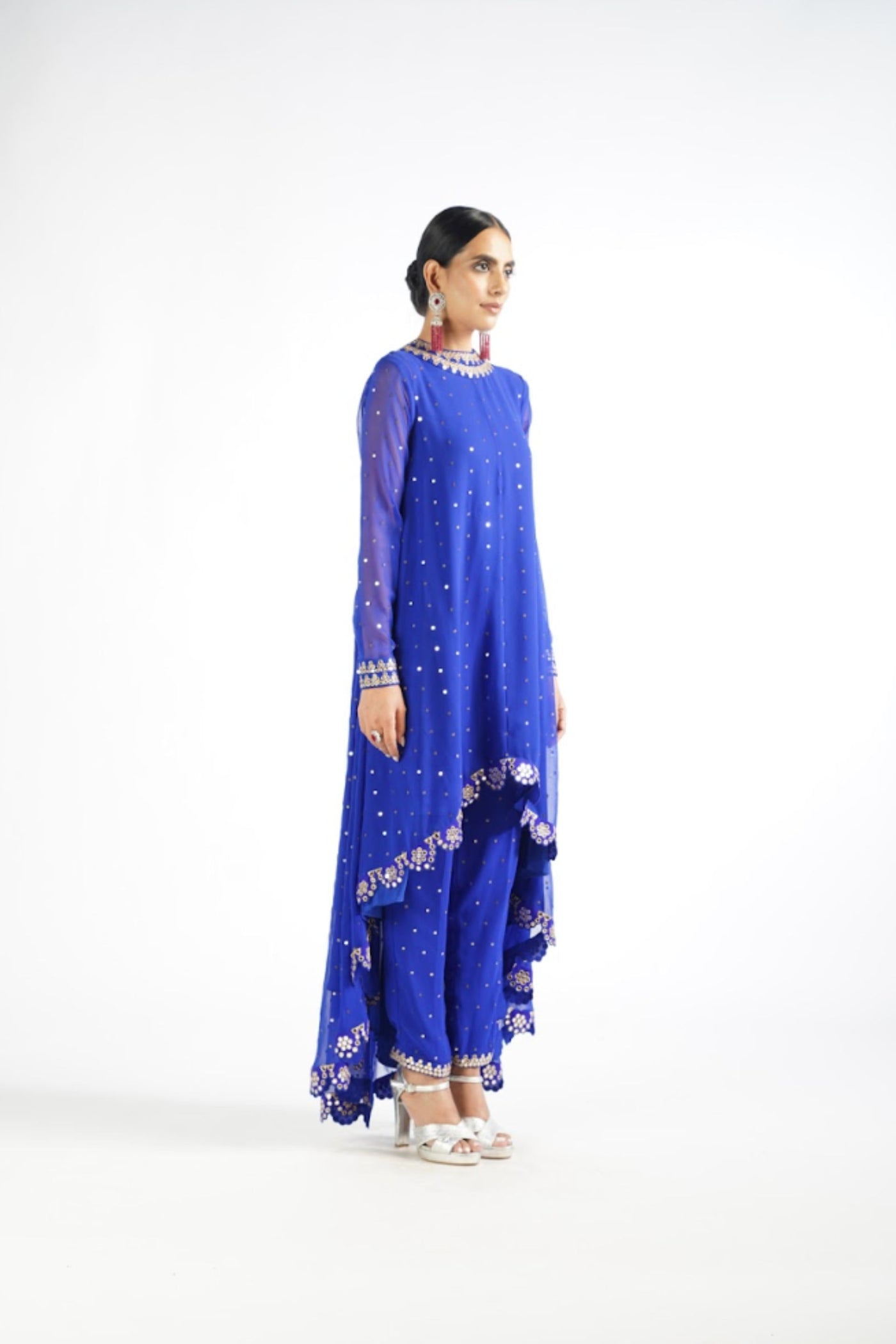 V Vani Vats Royal Blue Pant Kurta Set Indian designer wear online shopping melange singapore