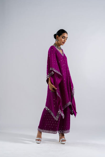 V Vani Vats Pop Wine Kaftan Set Indian designer wear online shopping melange singapore