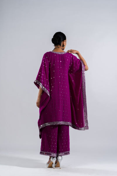 V Vani Vats Pop Wine Kaftan Set Indian designer wear online shopping melange singapore