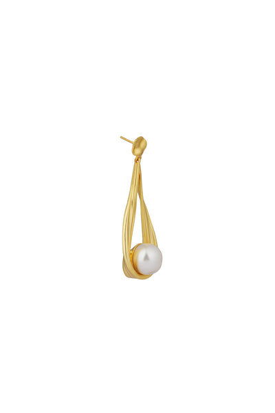 Zariin 22Kt Gold Plated Brass White Shell Pearl Glam & Party Wear Dangler Earrings white and gold fashion jewellery indian designer wear online shopping melange singapore