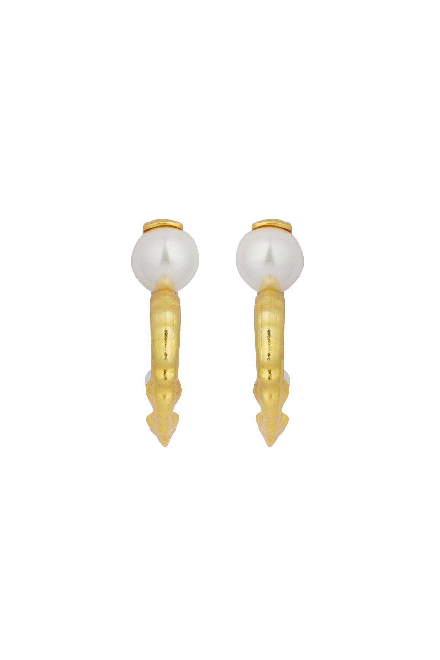 Zariin 22Kt Gold Plated Brass White Shell Pearl Hoops Earrings gold white fashion jewellery indian designer wear online shopping melange singapore