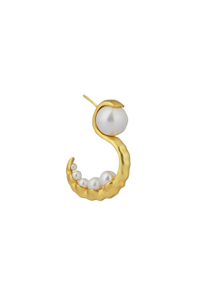 Zariin 22Kt Gold Plated Brass White Shell Pearl Hoops Earrings gold white fashion jewellery indian designer wear online shopping melange singapore