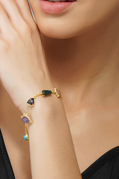 Zariin 22Kt Gold Plated Multi Stone Healing Bracelet festive indian designer fashion jewellery online shopping melange singapore