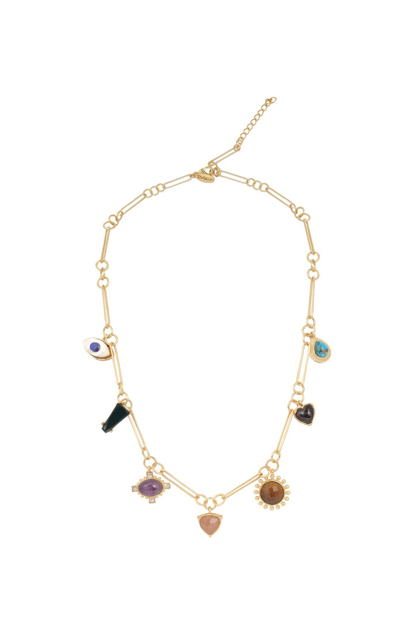 Zariin 22Kt Gold Plated Multi Stone Healing Pendants Necklace festive indian designer fashion jewellery online shopping melange singapore