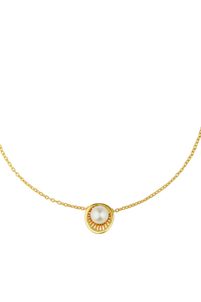 Zariin 22Kt Gold Plated White Shell Pearl Glam Pendant Necklace gold white fashion jewellery indian designer wear online shopping melange singapore