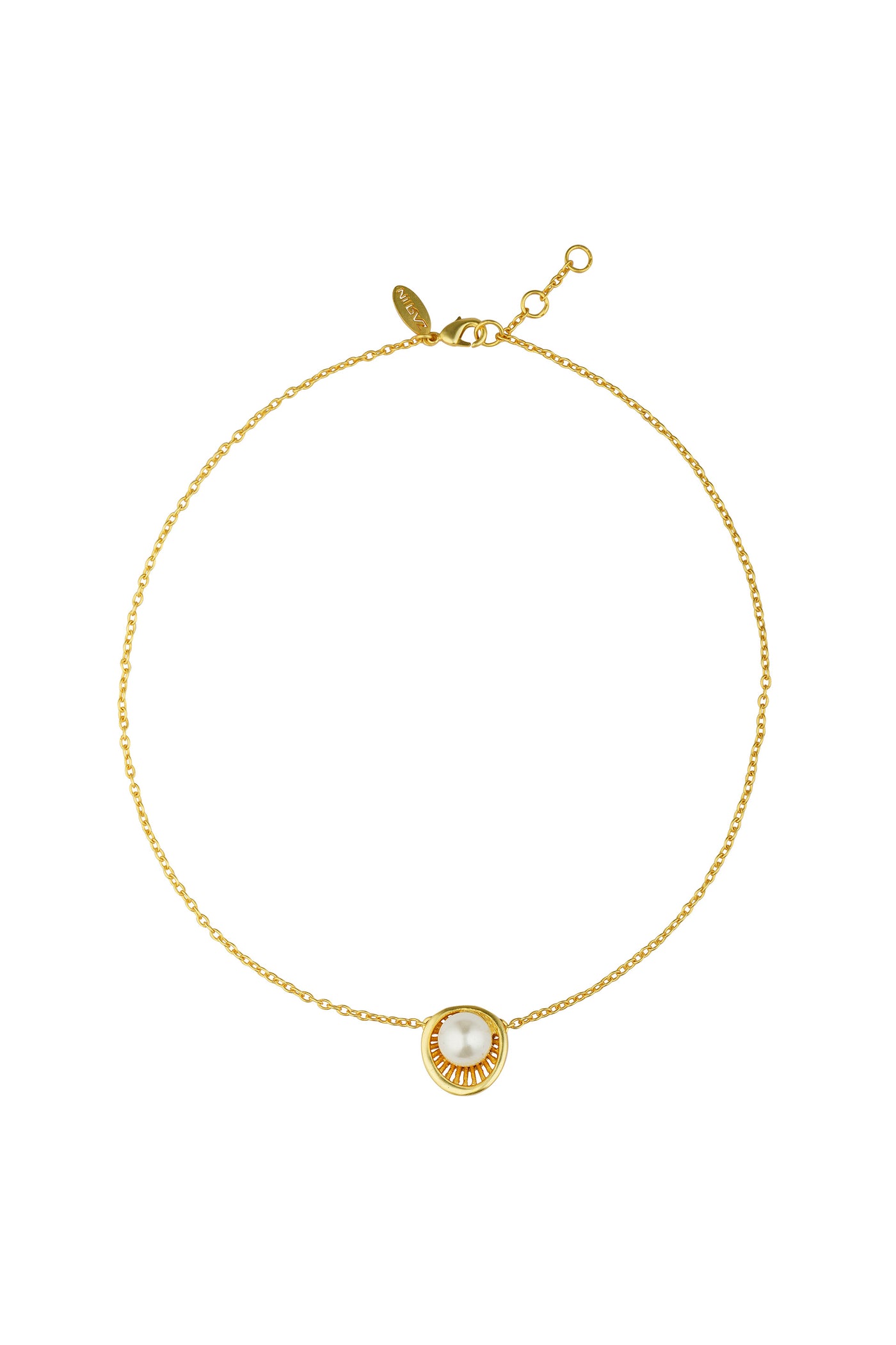 Zariin 22Kt Gold Plated White Shell Pearl Glam Pendant Necklace gold white fashion jewellery indian designer wear online shopping melange singapore
