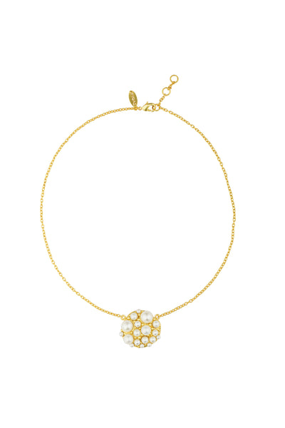 Zariin 22Kt Gold Plated White Shell Pearl Glam Pendant Necklace white gold fashion jewellery indian designer wear online shopping melange singapore