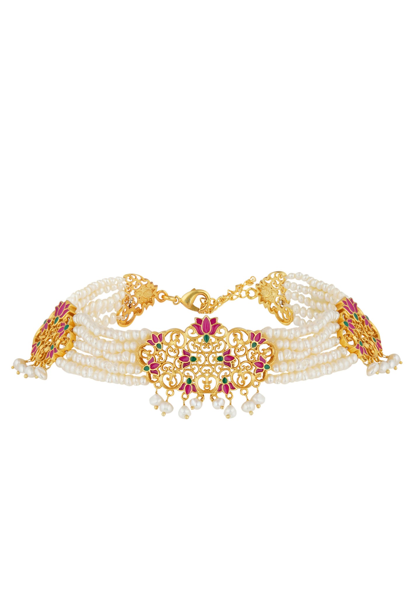 Zariin 22kt Gold Dipped In Pink Maharani Lotus Bracelet festive indian designer fashion jewellery online shopping melange singapore