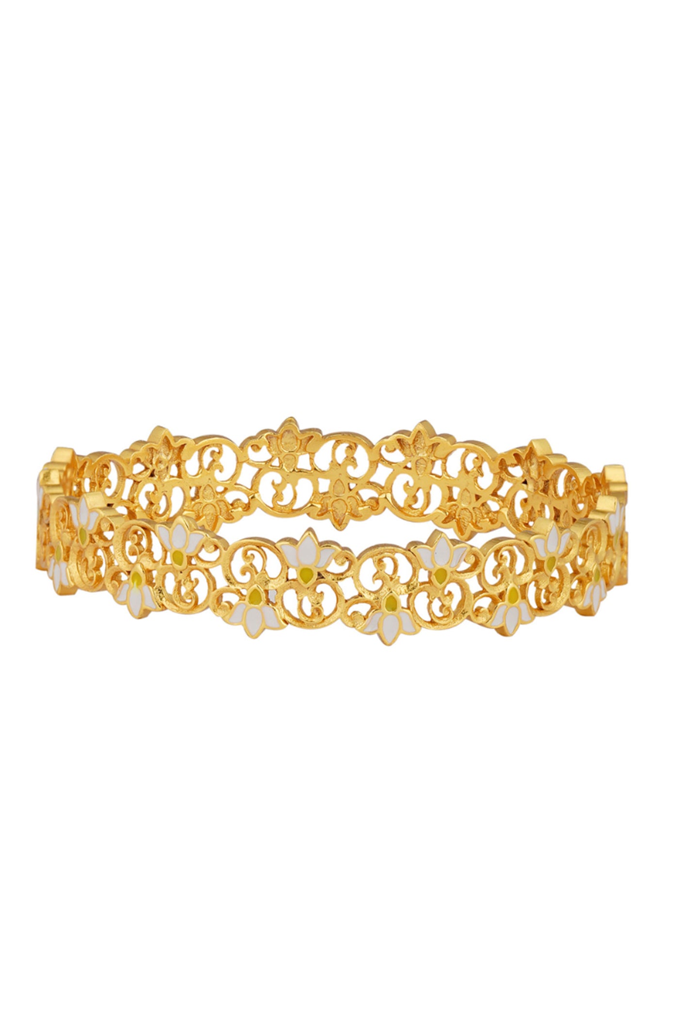 22kt Gold Dipped In White Blooming Tales Lotus Bangle