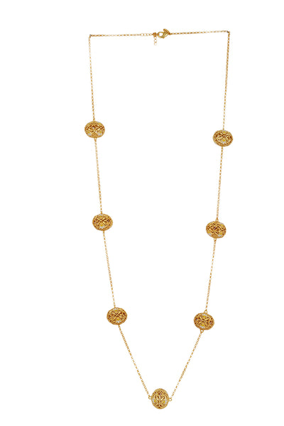 Zariin 22kt Gold Dipped In White Enamel Lotus Globe Long Necklace festive indian designer fashion jewellery online shopping melange singapore