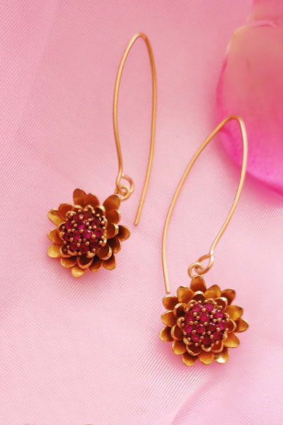 Zariin Drops Of Rose Earrings gold fashion jewellery online shopping melange singapore indian designer wear